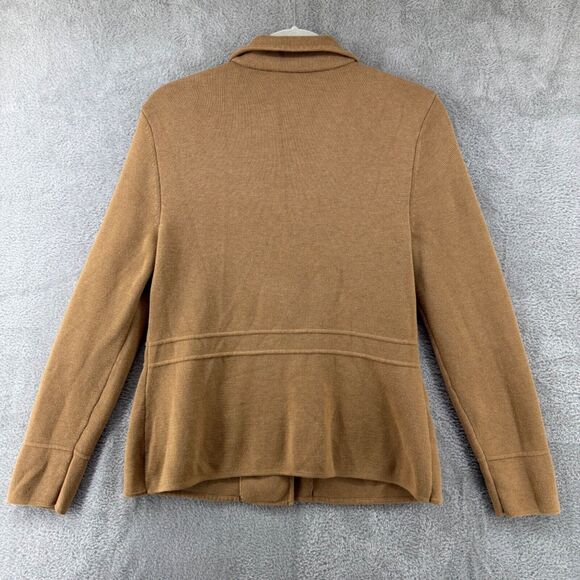 Talbots Sweater Womens M Beige Jacket Button Front Patch Pocket Collared Stretch - Picture 7 of 14